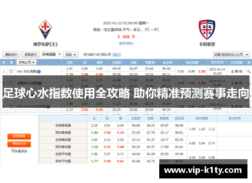 足球心水指数使用全攻略 助你精准预测赛事走向